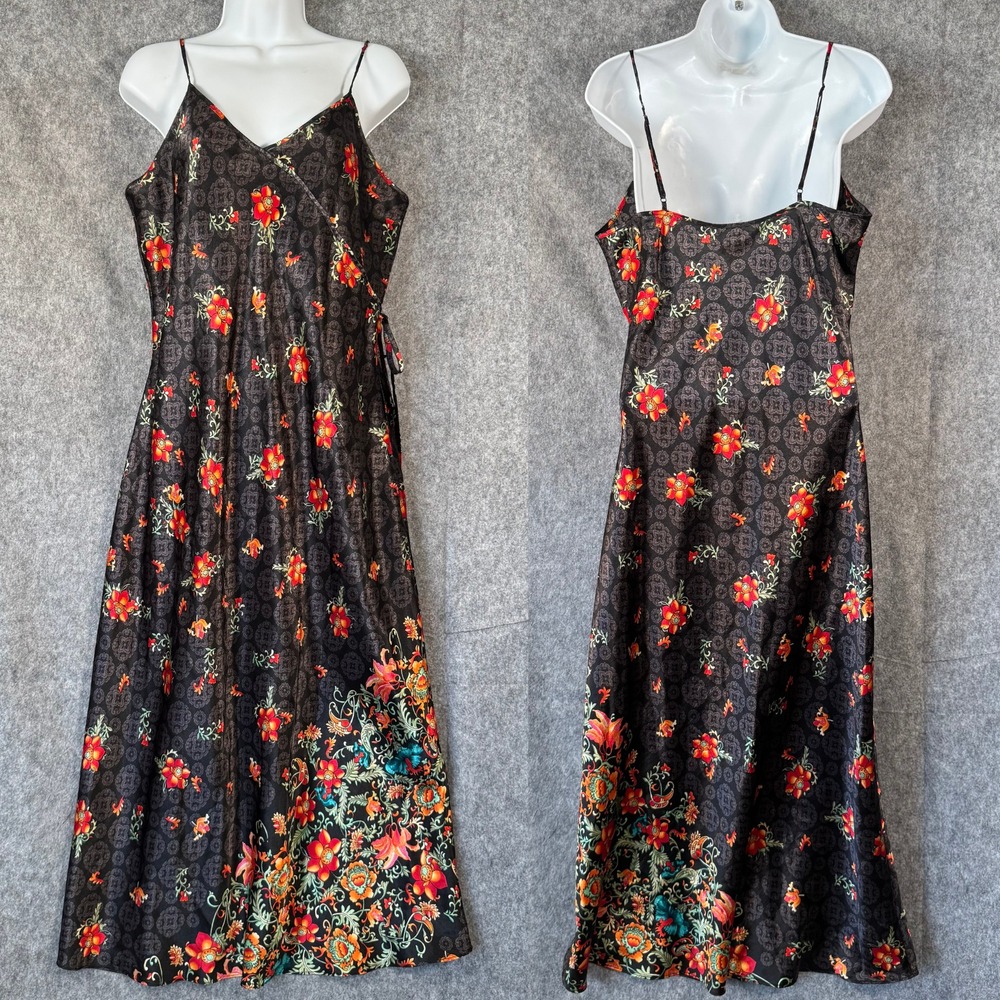 Vtg Laura Leigh Nightgown Slip Dress Large Asian Maxi Whimsigoth Dark‎ Romantic